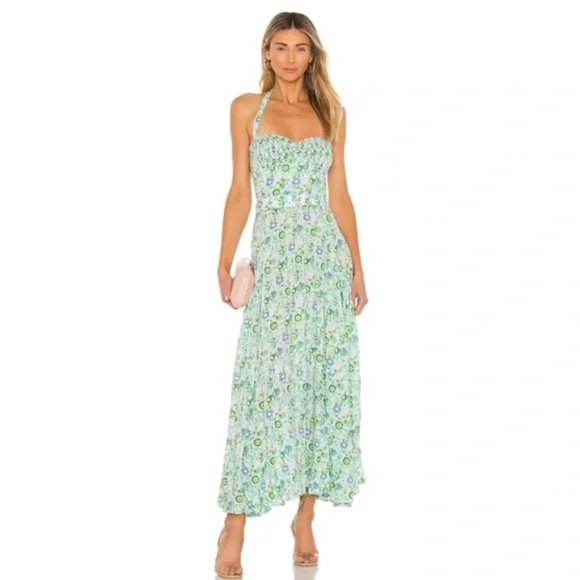 SWF Dresses & Skirts - NWT SWF Strapless Midi Maxi Floral Dress Renewed Green White Small